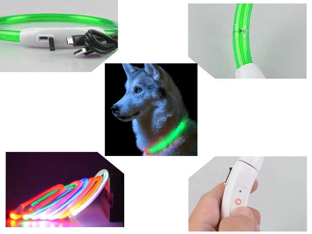 Led šviesos švytintuvas šuns ir katėms vandeniui atsparus reguliuojamas 47cm usb, Žalia, Szín, Zöld