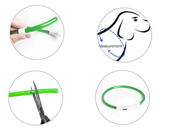Led šviesos švytintuvas šuns ir katėms vandeniui atsparus reguliuojamas 47cm usb, Žalia, Szín, Zöld