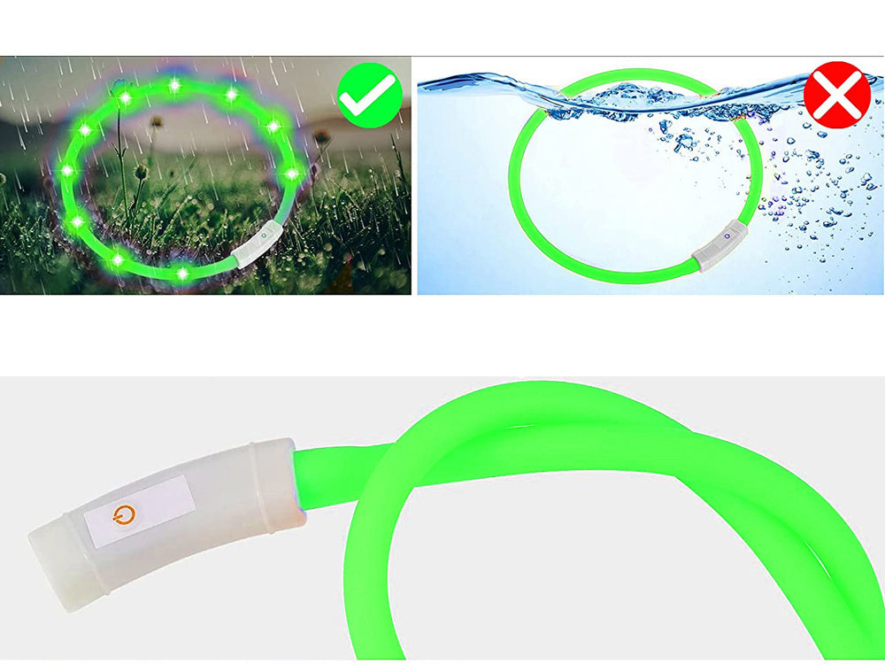 Led šviesos švytintuvas šuns ir katėms vandeniui atsparus reguliuojamas 47cm usb, Žalia, Szín, Zöld