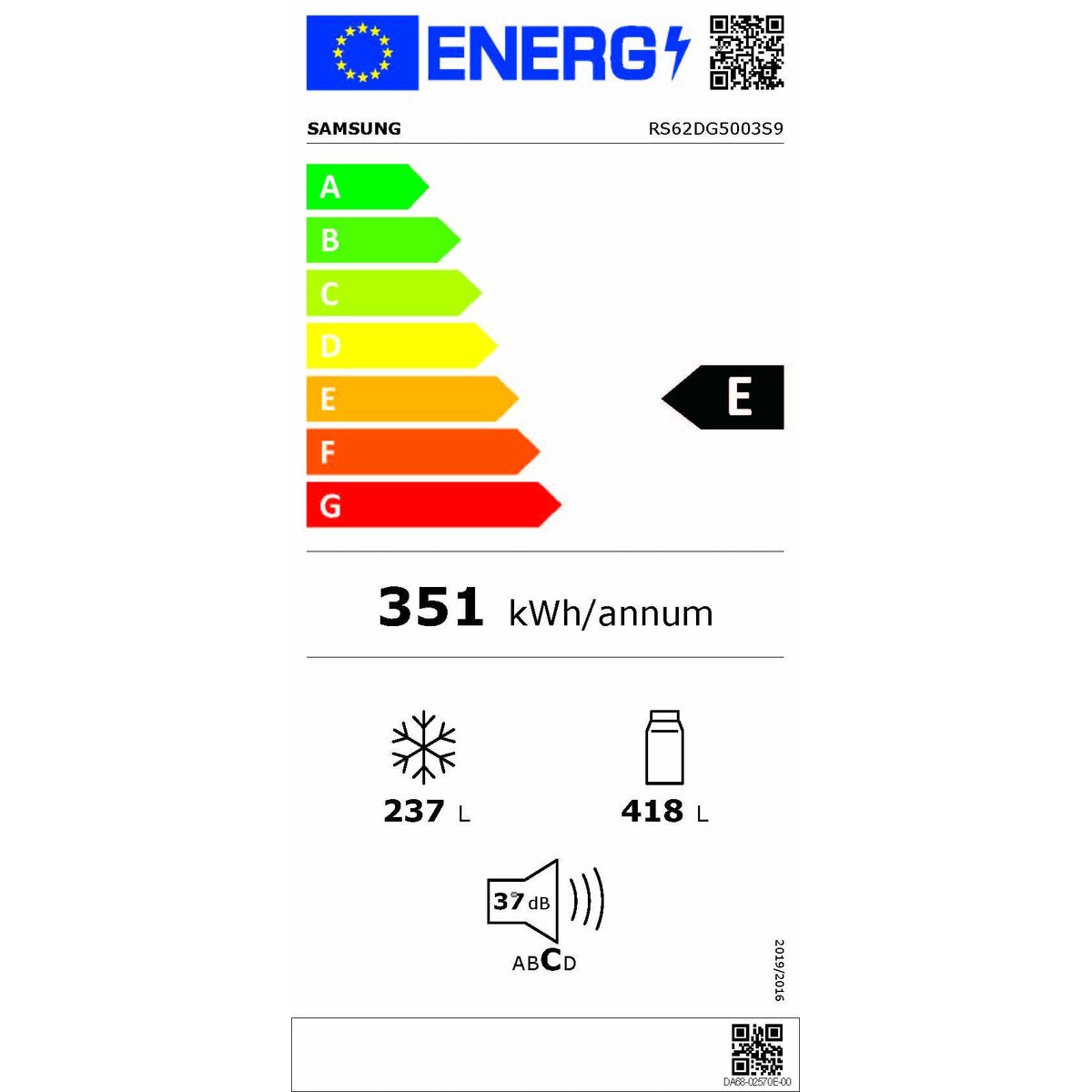 Kombinuotas šaldytuvas Samsung RS62DG5003S9EF Plienas 628 L