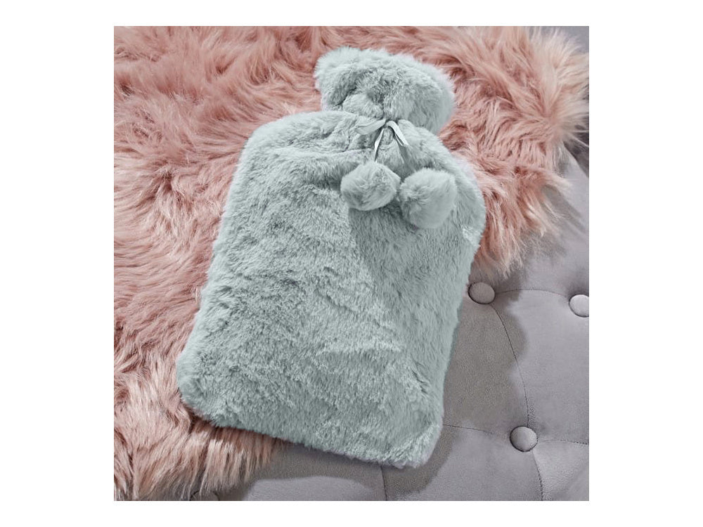 Pliušinis guminis termoforas su dideliu minkšto kailio dangčiu, Pilka, Szín, Szürke