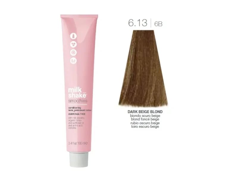 Milk_Shake Smoothies plaukų dažai 6.13 Ash Golden Dark Blond 100ml