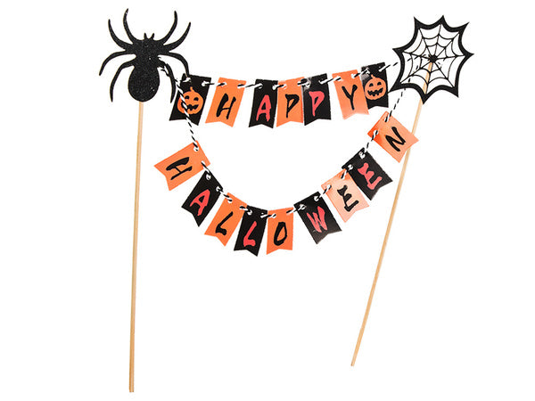 Helovino dekoracijos tortui cupcake picker topper girlianda popierius