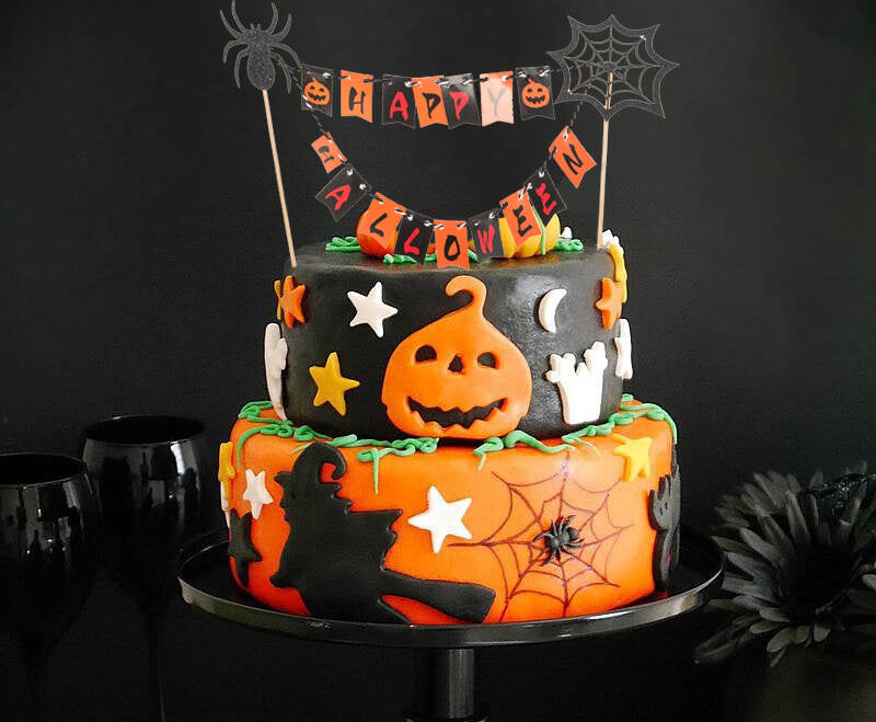 Helovino dekoracijos tortui cupcake picker topper girlianda popierius