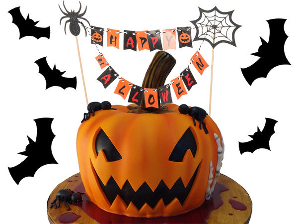 Helovino dekoracijos tortui cupcake picker topper girlianda popierius