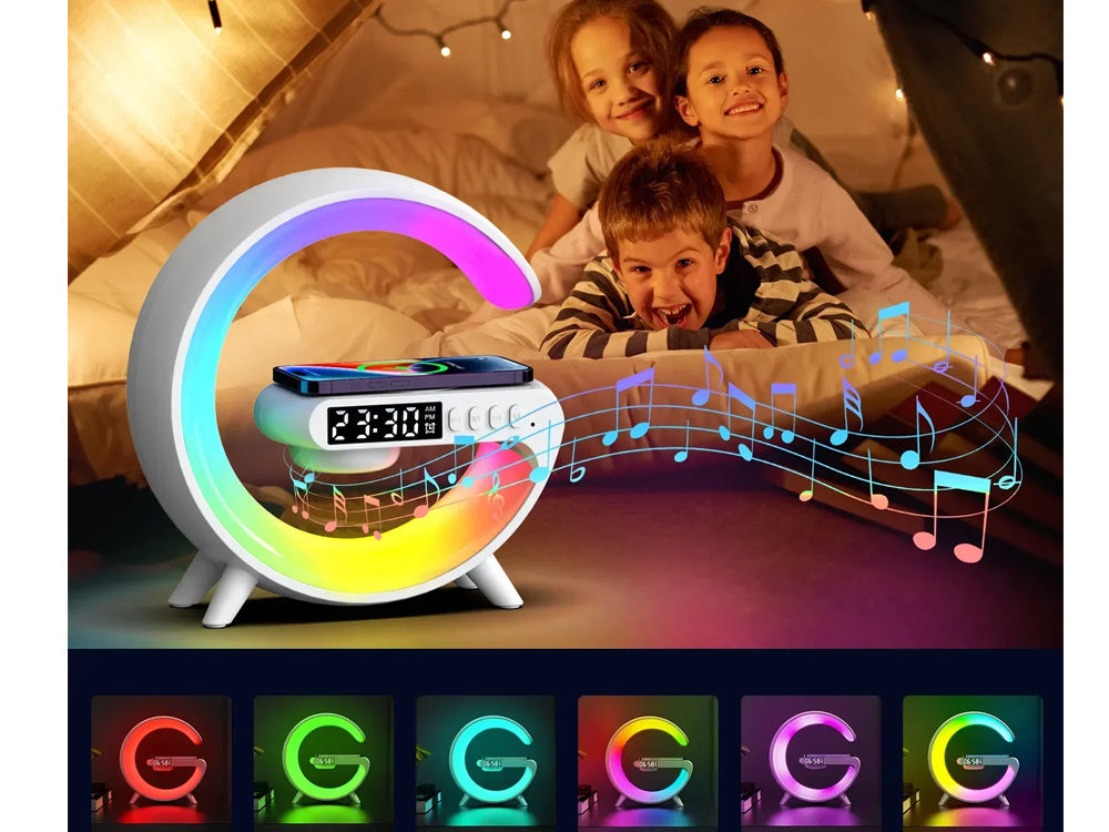Led šviesos rgb žaidimų įkroviklis indukcijos garsiakalbis žadintuvas radijo laikrodis