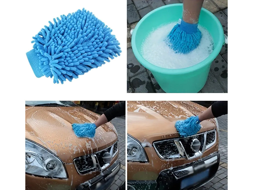 Mikropluošto audinio pirštinė, skirta plauti automobilių plovyklą ant rankų, Mėlyna, Szín, Kék