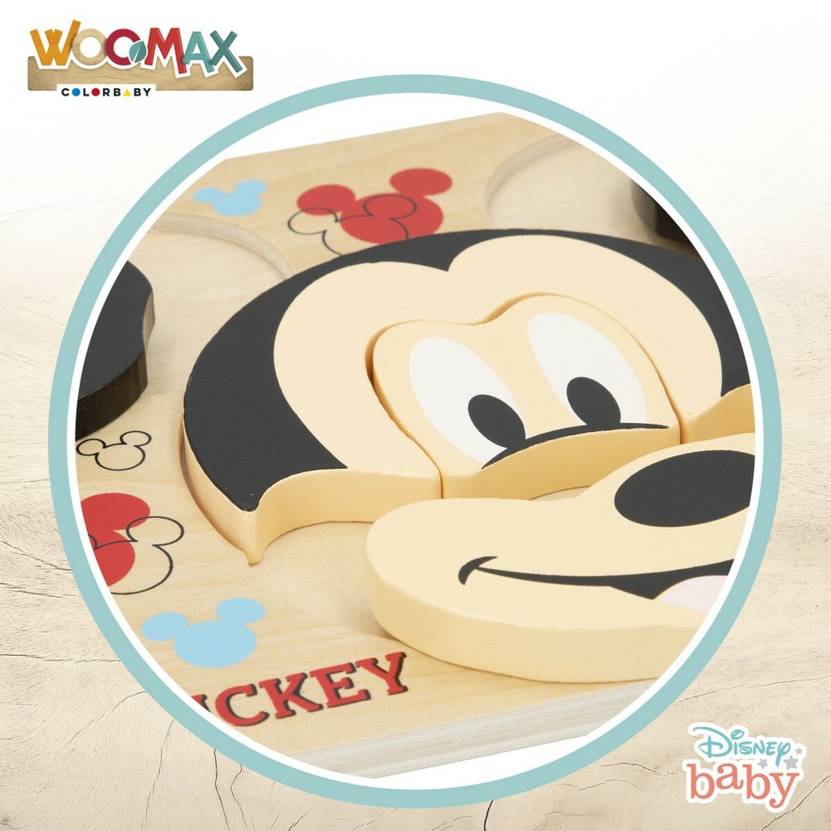 Vaikiška medinė puzlė Disney Mickey Mouse + 12 metų 6 Dalys (12 vnt.)