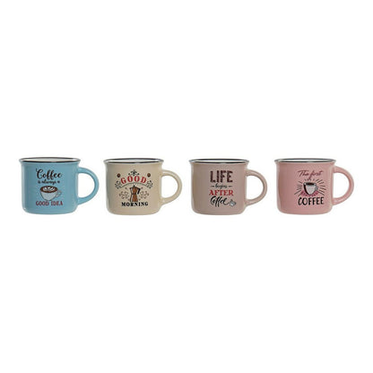 Puodelis DKD Home Decor Coffee Porcelianas Bone China (180 ml) (4 pcs)