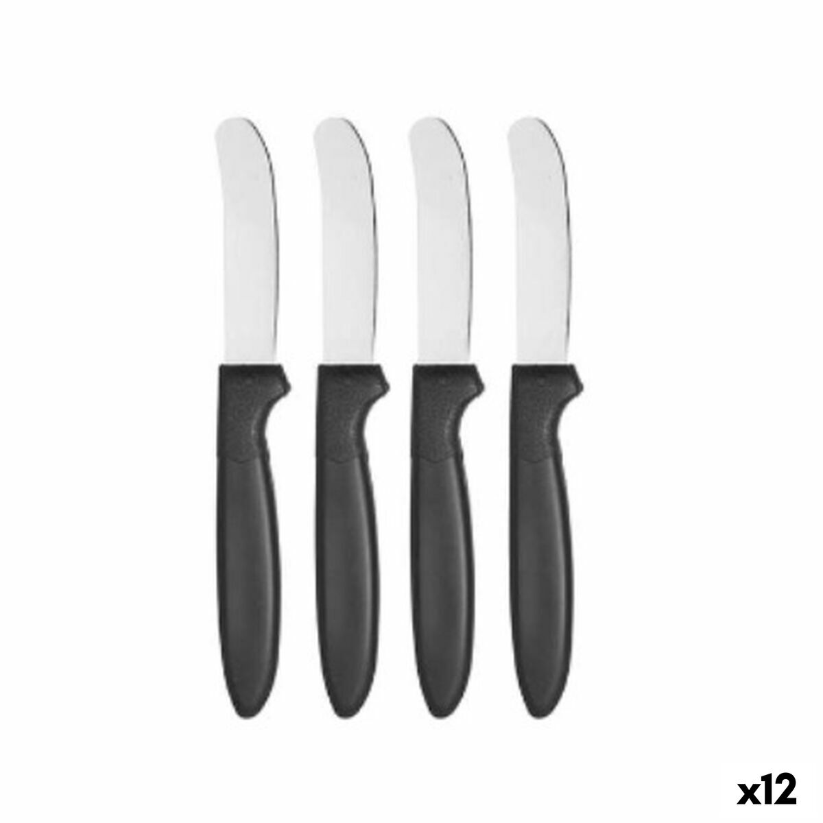 Peilių rinkinys Kinvara CN-KT172244E Juoda Sidabras Nerūdijantis plienas Plastmasinis 17 cm (12 vnt.)