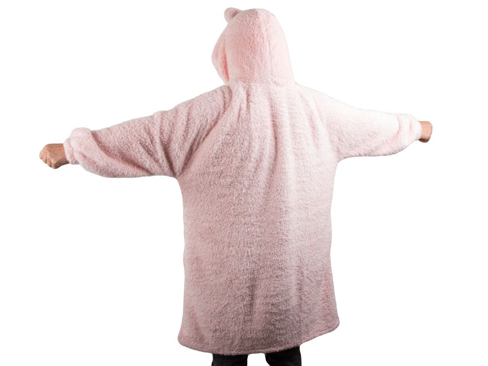 Šiltas oversize antklodės džemperis xl storas 2in1 kailis su gobtuvu antklodės džemperis storas, Rožinė, Szín, Rózsaszín