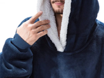 Šiltas megztinis oversize antklodė xxl 2in1 storas kailis minkštas gobtuvas su gobtuvu chalatas, Navy, Szín, Haditengerészet