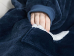 Šiltas megztinis oversize antklodė xxl 2in1 storas kailis minkštas gobtuvas su gobtuvu chalatas, Navy, Szín, Haditengerészet