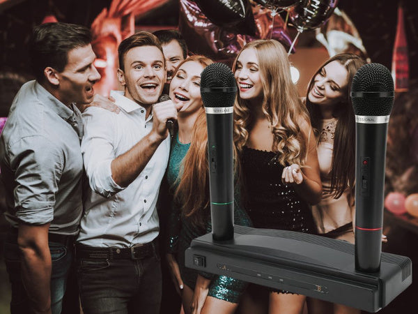 Karaoke rinkinys 2x belaidis mikrofonas + stotelė
