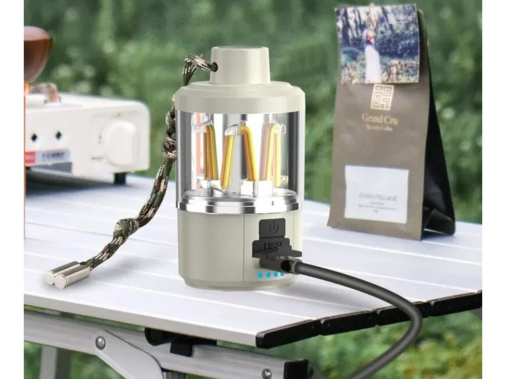Kelionių šviesos kempingas įkraunamas led žibintuvėlis powerbank usb kempingas