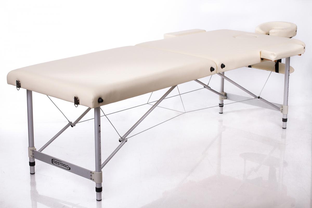 RESTPRO® ALU 2 (L) kreminis nešiojamas masažo stalas