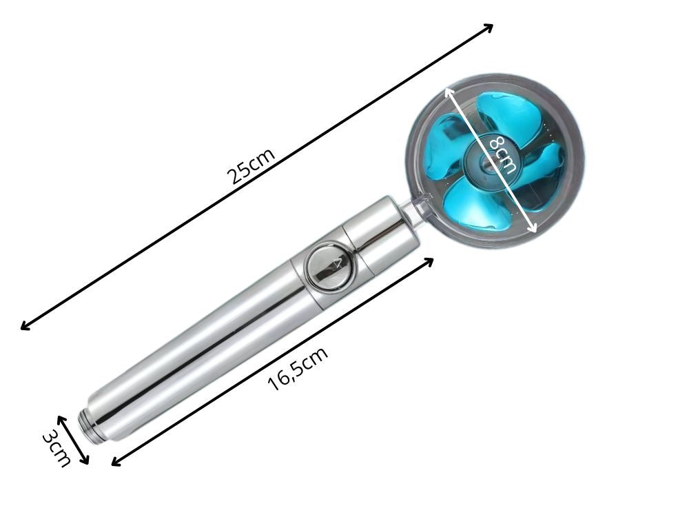 Dušo ragelis su keičiamu turbo filtru ir ventiliatoriumi