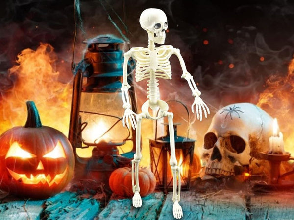 Žmogaus skeletas kabo 40cm helovino dekoracijos dirbtinis skeletas