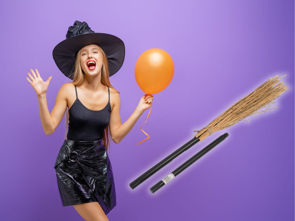 Raganų šluota raganų ragana baba yaga juoda 90cm, skirta helovinui ir kalėdoms xxl