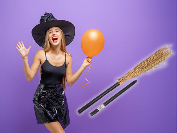 Raganų šluota raganų ragana baba yaga juoda 90cm, skirta helovinui ir kalėdoms xxl