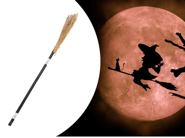 Raganų šluota raganų ragana baba yaga juoda 90cm, skirta helovinui ir kalėdoms xxl