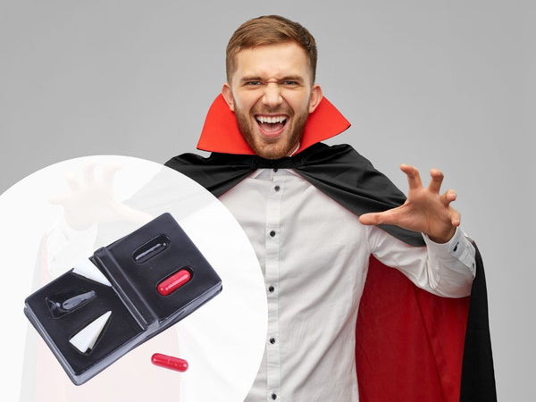 Vampyras drakula vilkolakis rinkinys helovino dirbtiniai dantys su netikru krauju