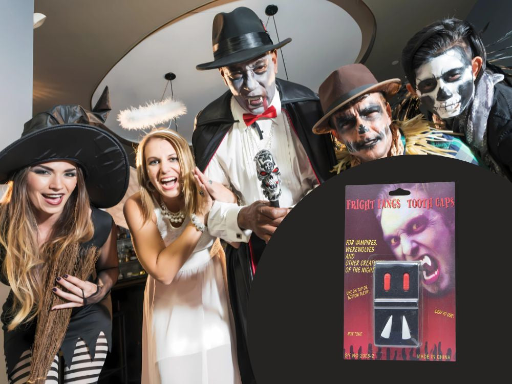 Vampyras drakula vilkolakis rinkinys helovino dirbtiniai dantys su netikru krauju