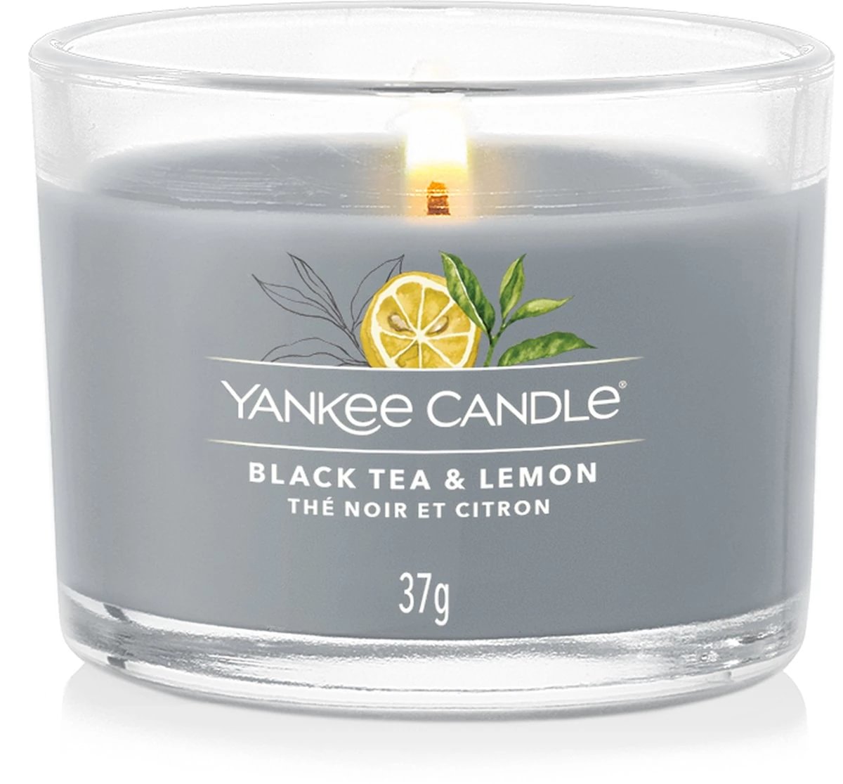 Yankee Candle Filled Votive Black Tea & Lemon  žvakių rinkinys 3x37 g