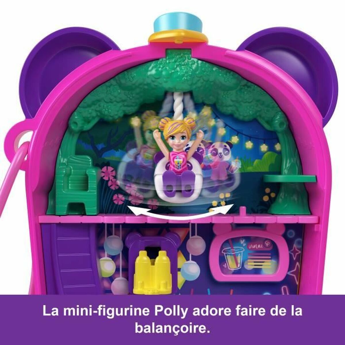 Playset Polly Pocket Panda Bubble Tea-Box with 2 mini-figures and panda HWN95