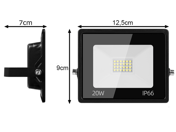 LED halogeninis prožektorius 20W (lauko, IP66, 6000K)