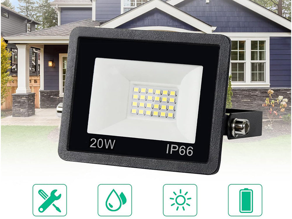 LED halogeninis prožektorius 20W (lauko, IP66, 6000K)