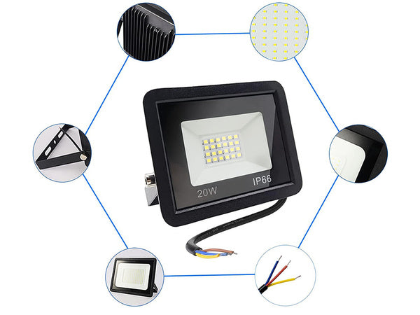 LED halogeninis prožektorius 20W (lauko, IP66, 6000K)