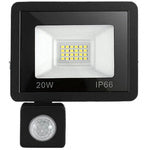 LED halogeninis prožektorius 20W su jutikliu (6000K, IP66)