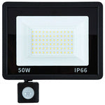 LED halogeninis prožektorius 50W su jutikliu (6000K, IP66)
