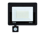 LED halogeninis prožektorius 50W su jutikliu (6000K, IP66)