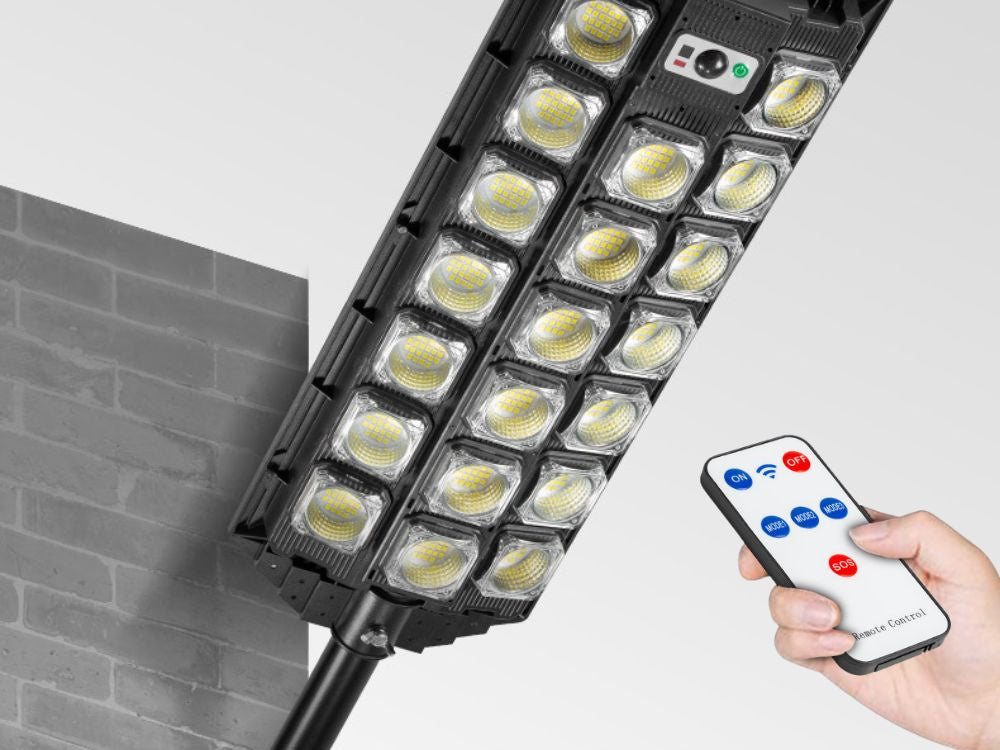 Led saulės gatvės lempa su nuotolinio valdymo pulteliu galingas vandeniui atsparus ip65 judesio jutiklis