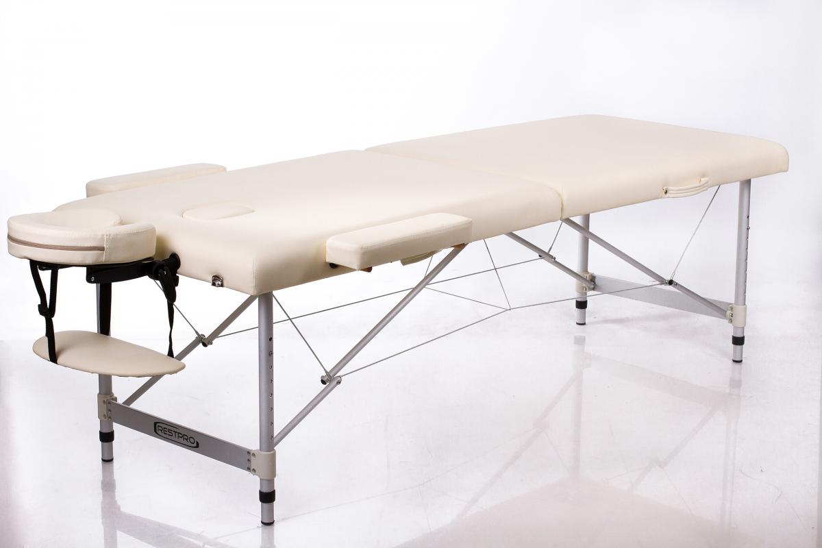 RESTPRO® ALU 2 (L) kreminis nešiojamas masažo stalas