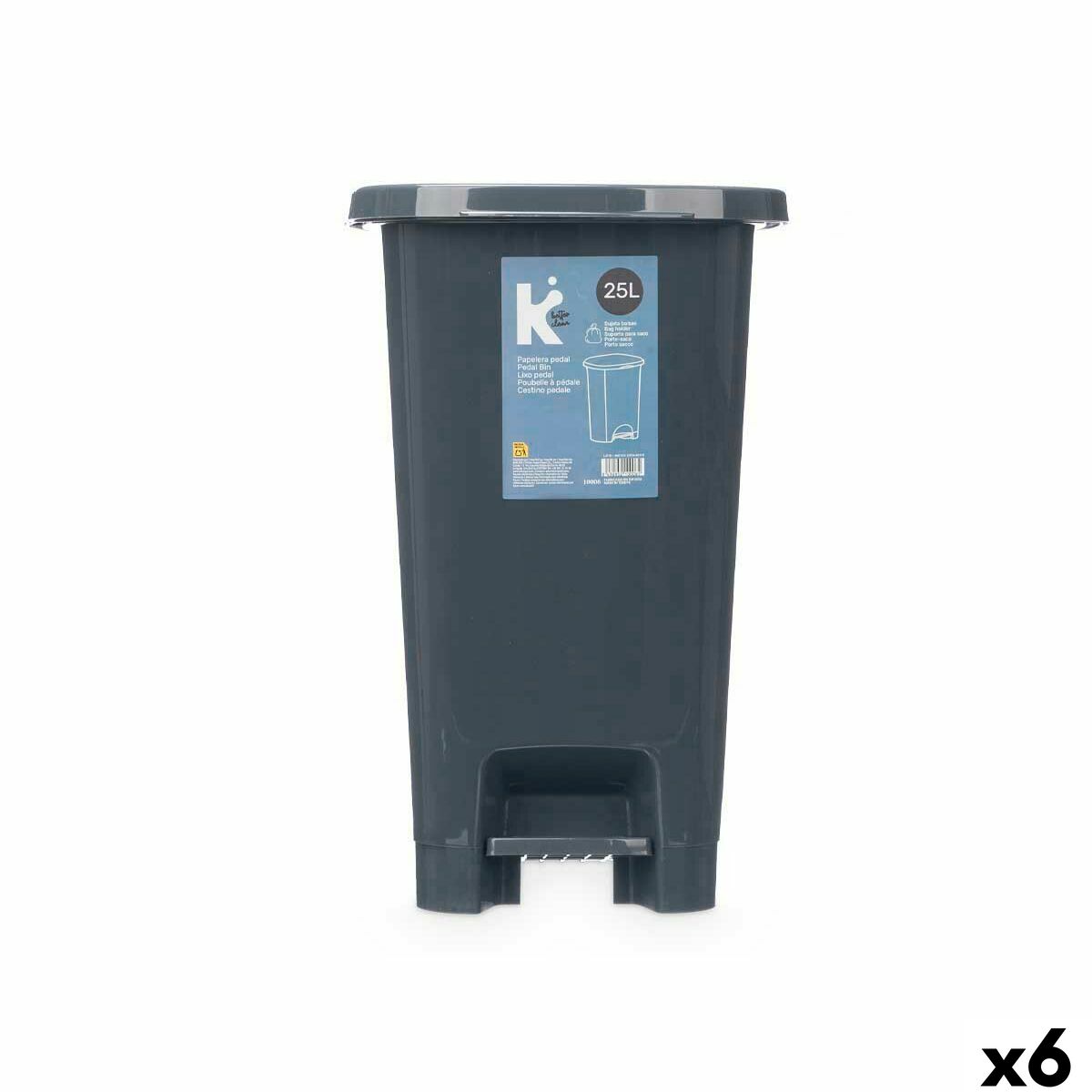 Pedalų dėžė ABK-142 Antracito Plastmasinis 25 L (6 vnt.)