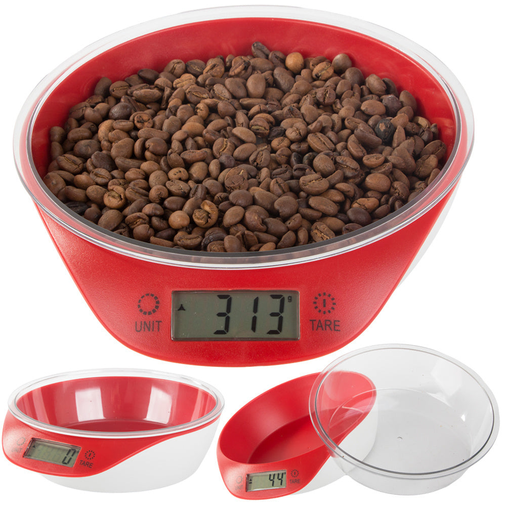 Elektroninė kirbinė svarstyklė su nuimamu dubenėliu 5kg/1g skaitmeninės precizinės svarstyklės, Raudona, Szín, Piros