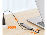 8-in-1 HUB adapteris: 2x USB-C, 2x USB, HDMI, SD, RJ45