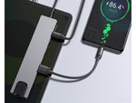 8-in-1 HUB adapteris: 2x USB-C, 2x USB, HDMI, SD, RJ45