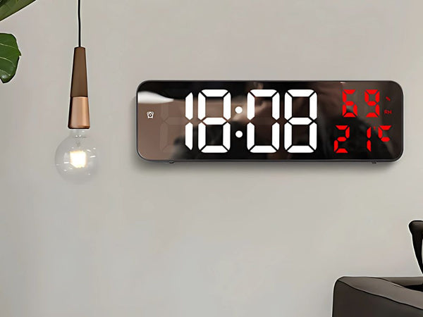 Elektroninis laikrodis skaitmeninis led žadintuvas termometras veidrodis stovi usb baterijos, Raudona, Szín, Piros