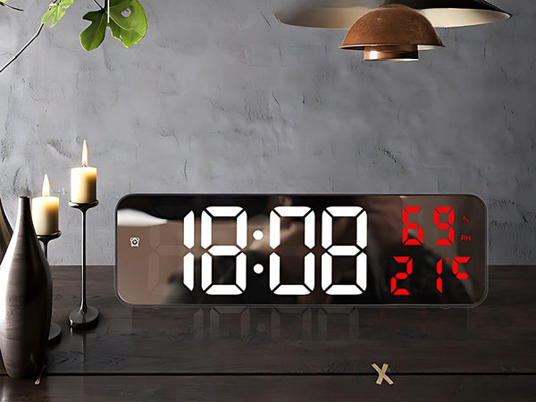 Elektroninis laikrodis skaitmeninis led žadintuvas termometras veidrodis stovi usb baterijos, Raudona, Szín, Piros