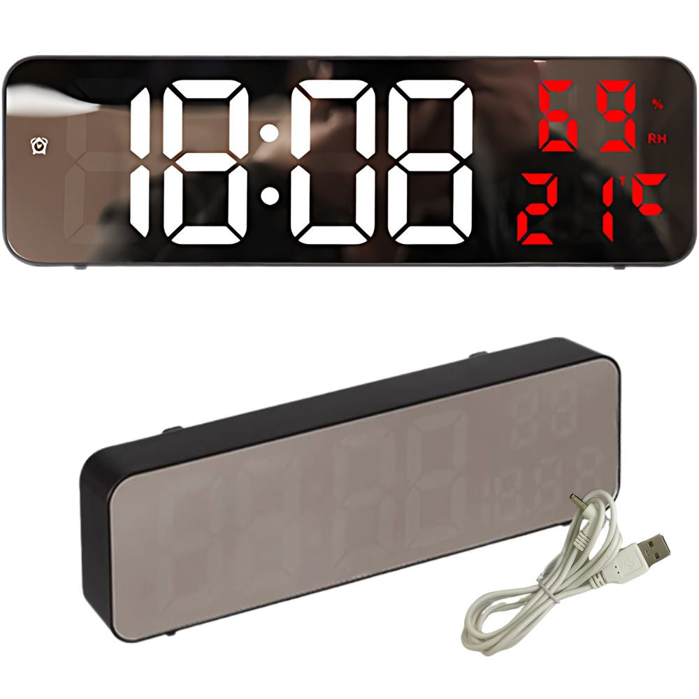 Elektroninis laikrodis skaitmeninis led žadintuvas termometras veidrodis stovi usb baterijos, Raudona, Szín, Piros
