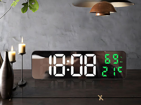 Elektroninis laikrodis skaitmeninis led žadintuvas termometras veidrodis stovi usb baterijos, Žalia, Szín, Zöld