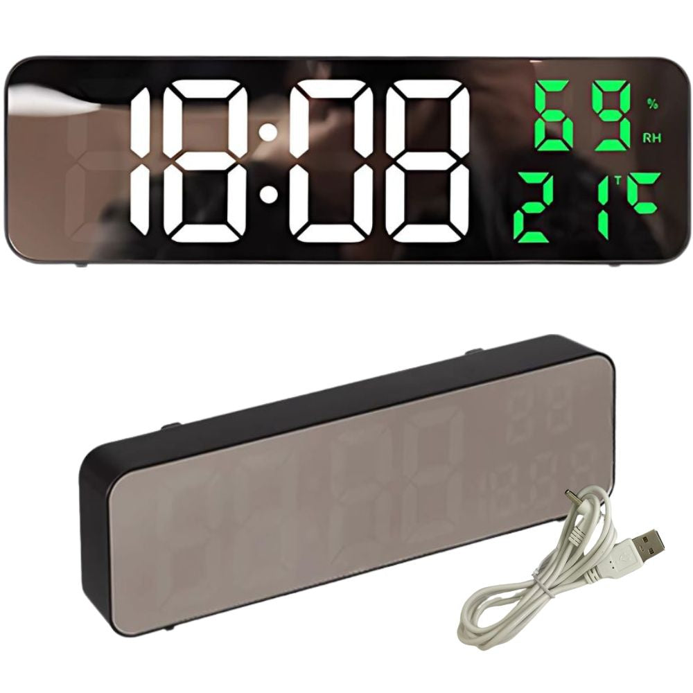 Elektroninis laikrodis skaitmeninis led žadintuvas termometras veidrodis stovi usb baterijos, Žalia, Szín, Zöld