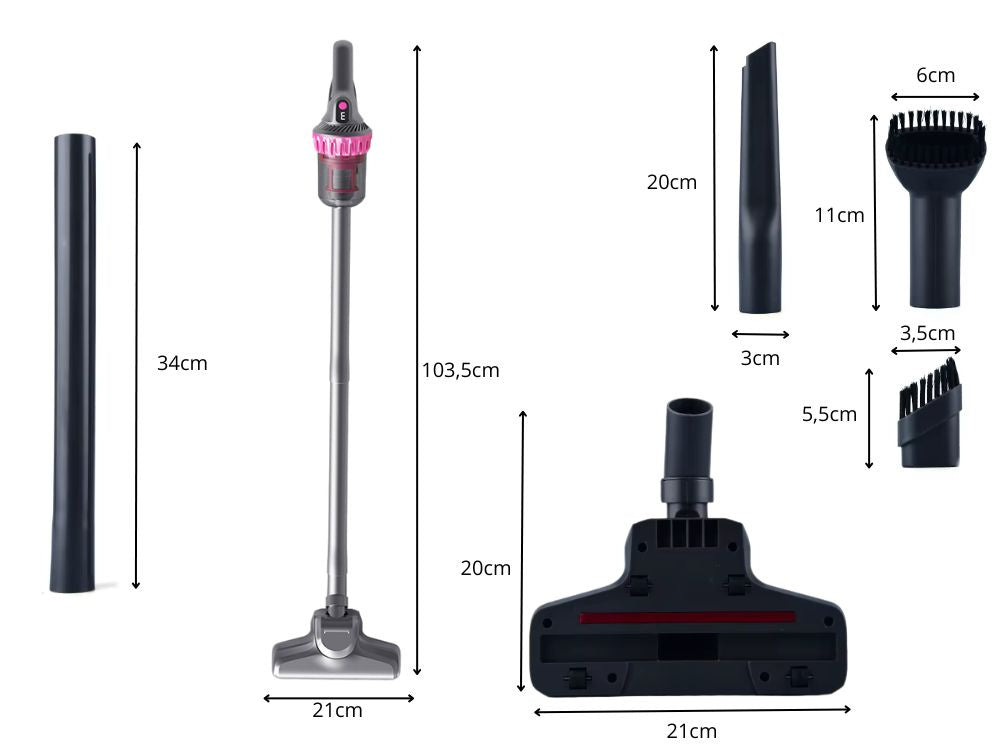 Vertikalus dulkių siurblys be maišelio rankinis 2in1 100w 4 hepa antgaliai