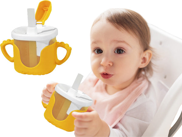 Kūdikių gertuvė su silikoninėmis rankenėlėmis (300 ml, su šiaudeliu)