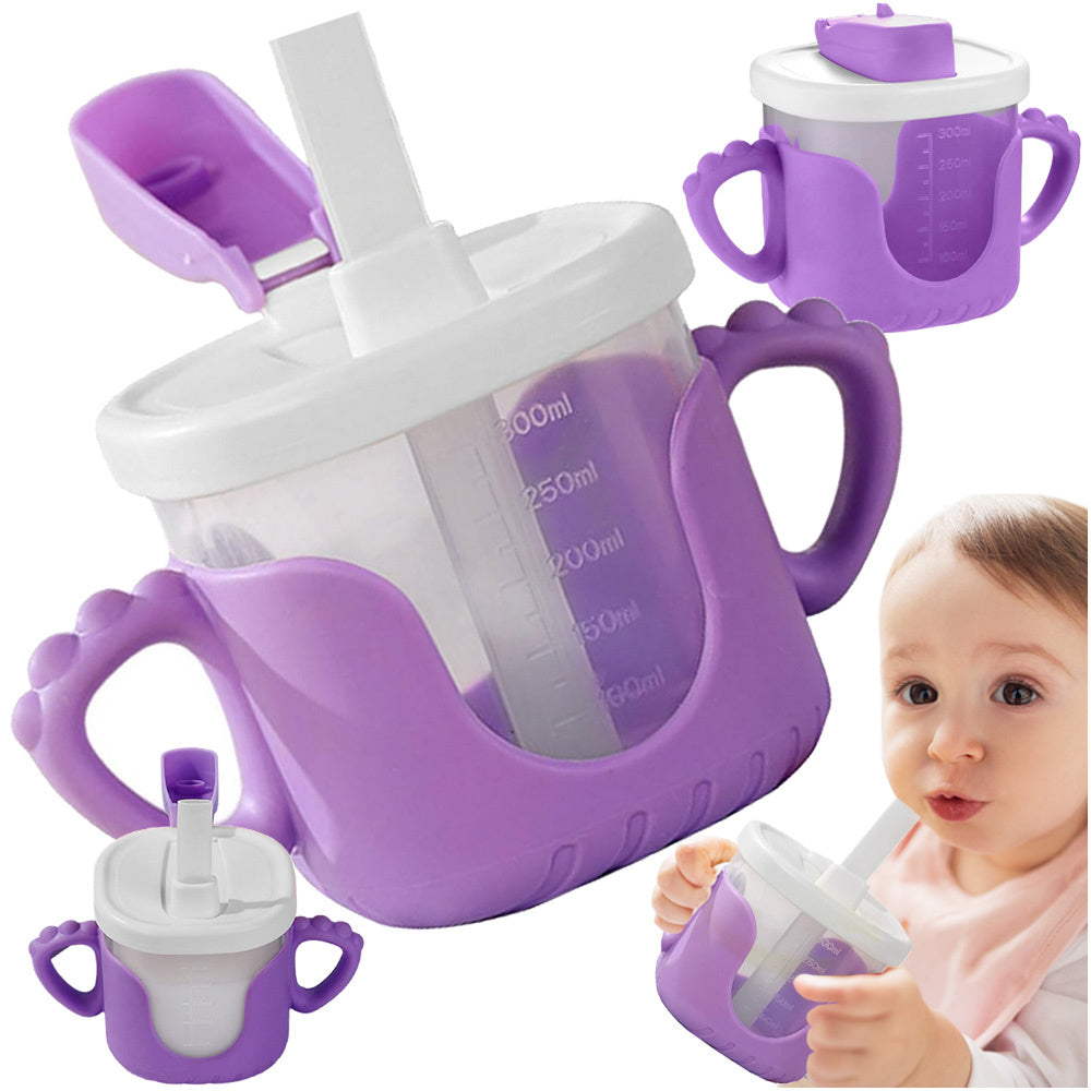 Kūdikių gertuvė su silikoninėmis rankenėlėmis (300 ml, su šiaudeliu)