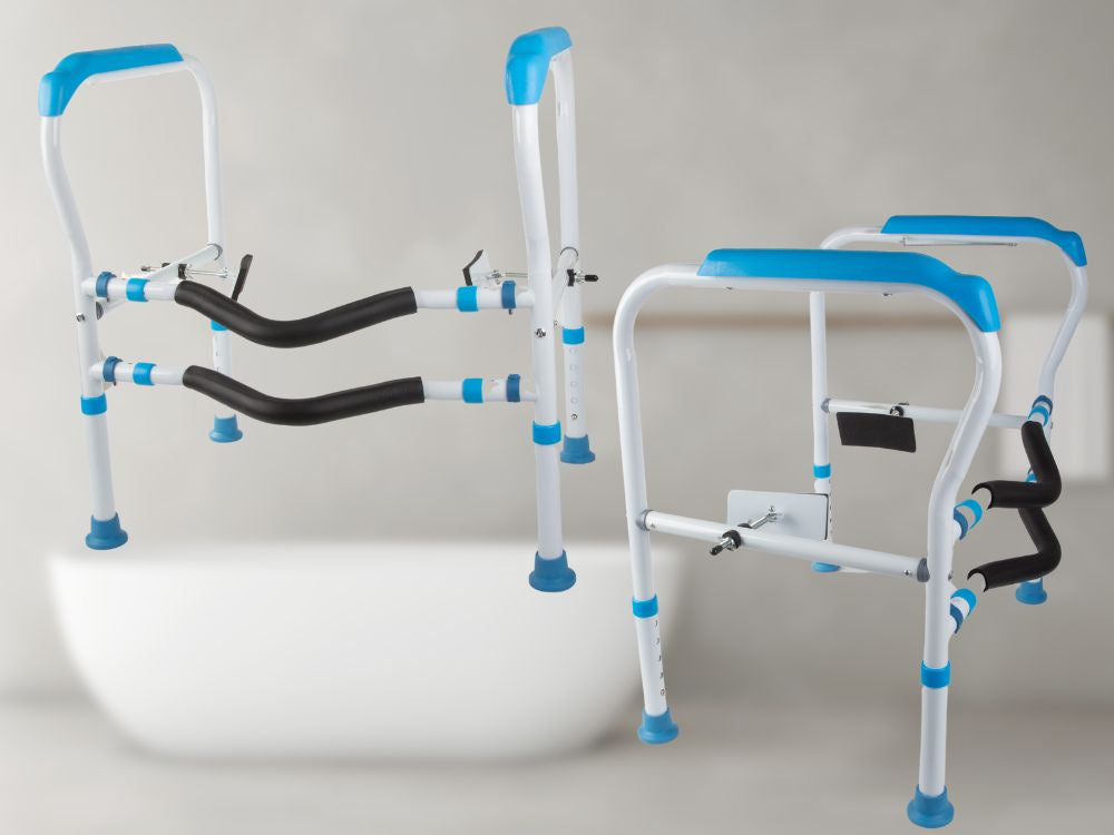 Tualeto rankena reguliuojamas turėklas stabilus senjorams